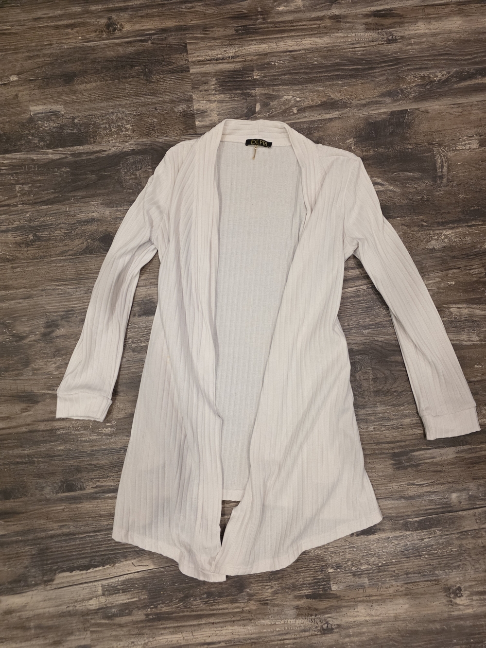 Light Pink Open-Front Ribbed Cardigan - Ladies Sweater